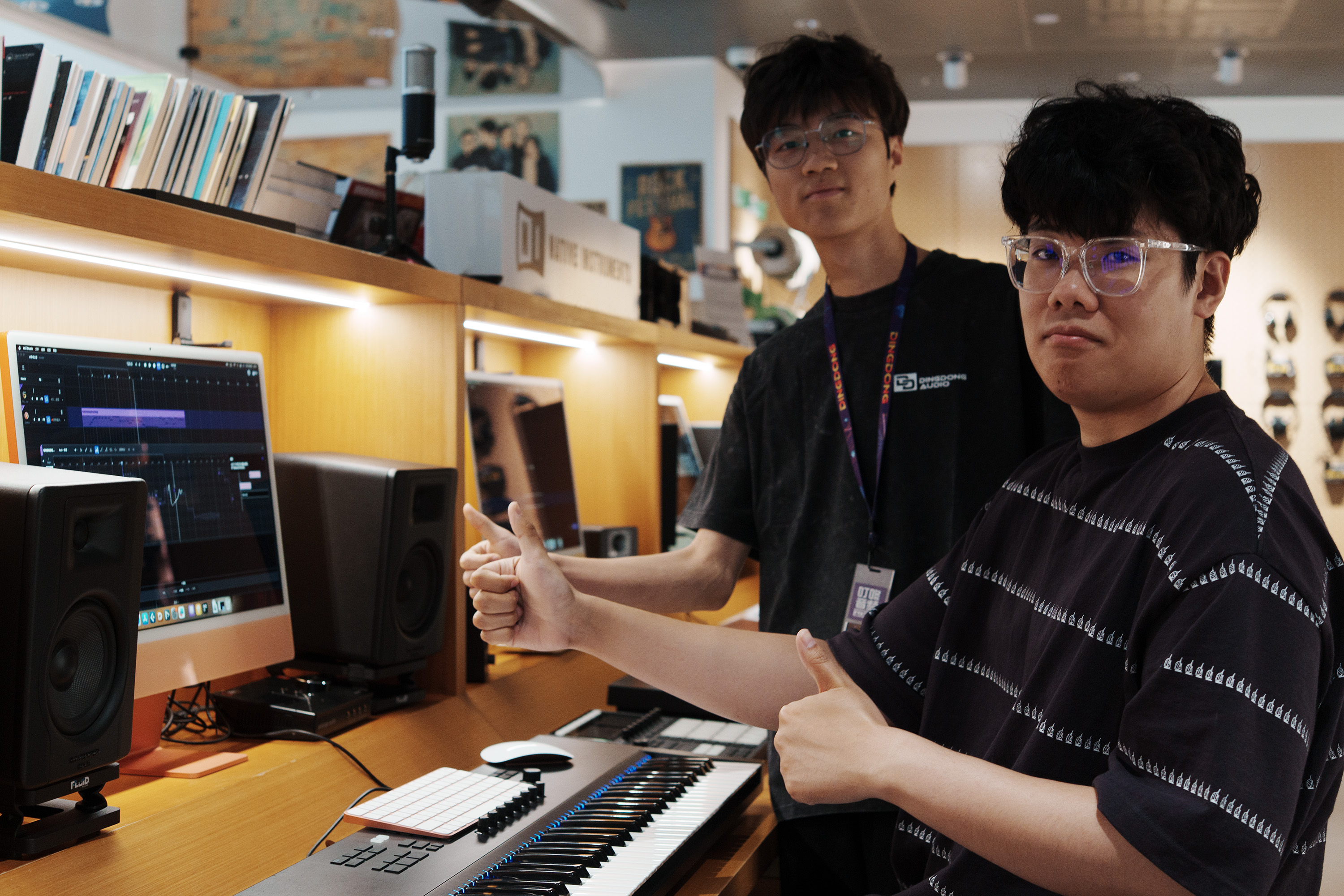 Customers trying ACE Studio at Ding Dong Audio